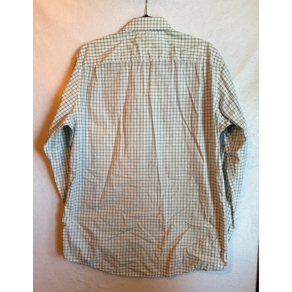 Banana Republic Fitted Long Sleeve Green Plaid Dress‎ Shirt Mens L